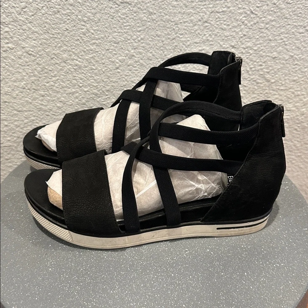 Eileen Fisher - Black Strappy Wedge Sandals